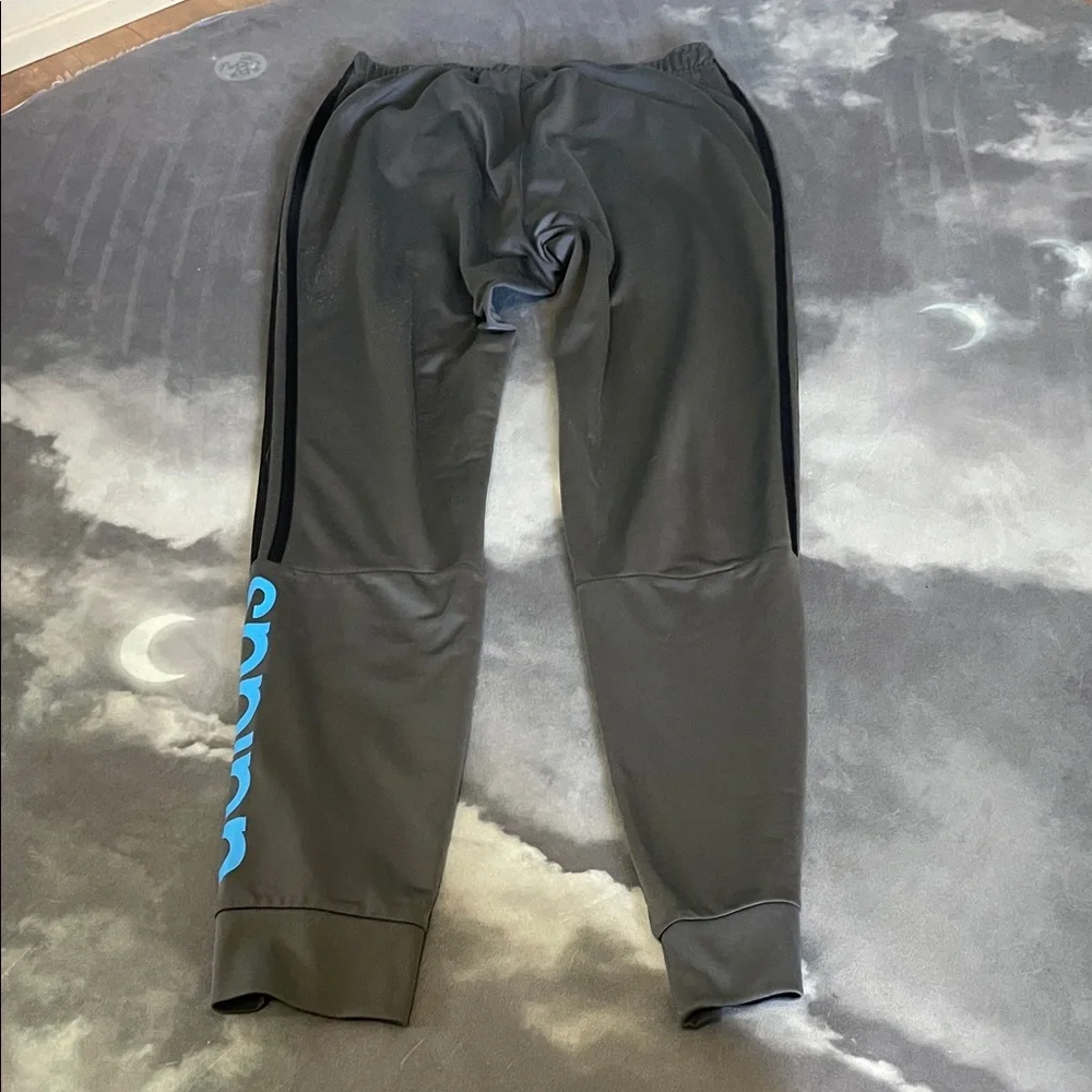 adidas Black Sweatpants with Blue Logo and Side Detail | M